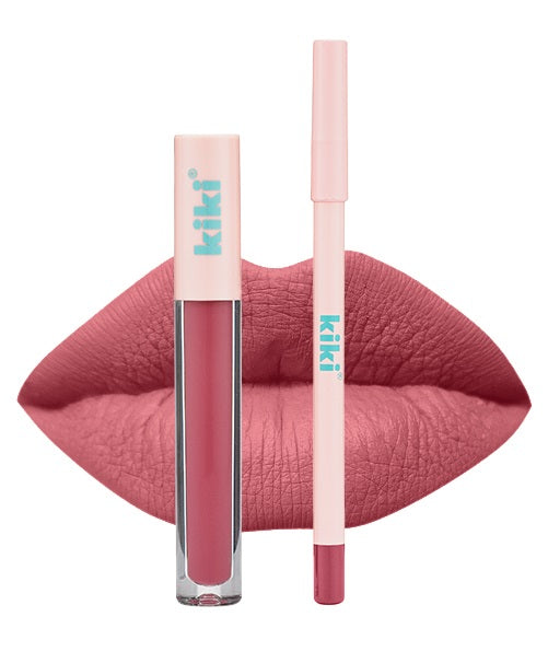 kiki Lip Kit with Matte Stay all Day Liquid Lipstick and Lipliner in JASMINE